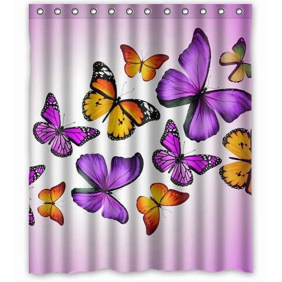 Libin Nsects Butterflies Animals Shower Curtain Polyester Fabric Bathroom Decorative Curtain Size 60x72 Inches
