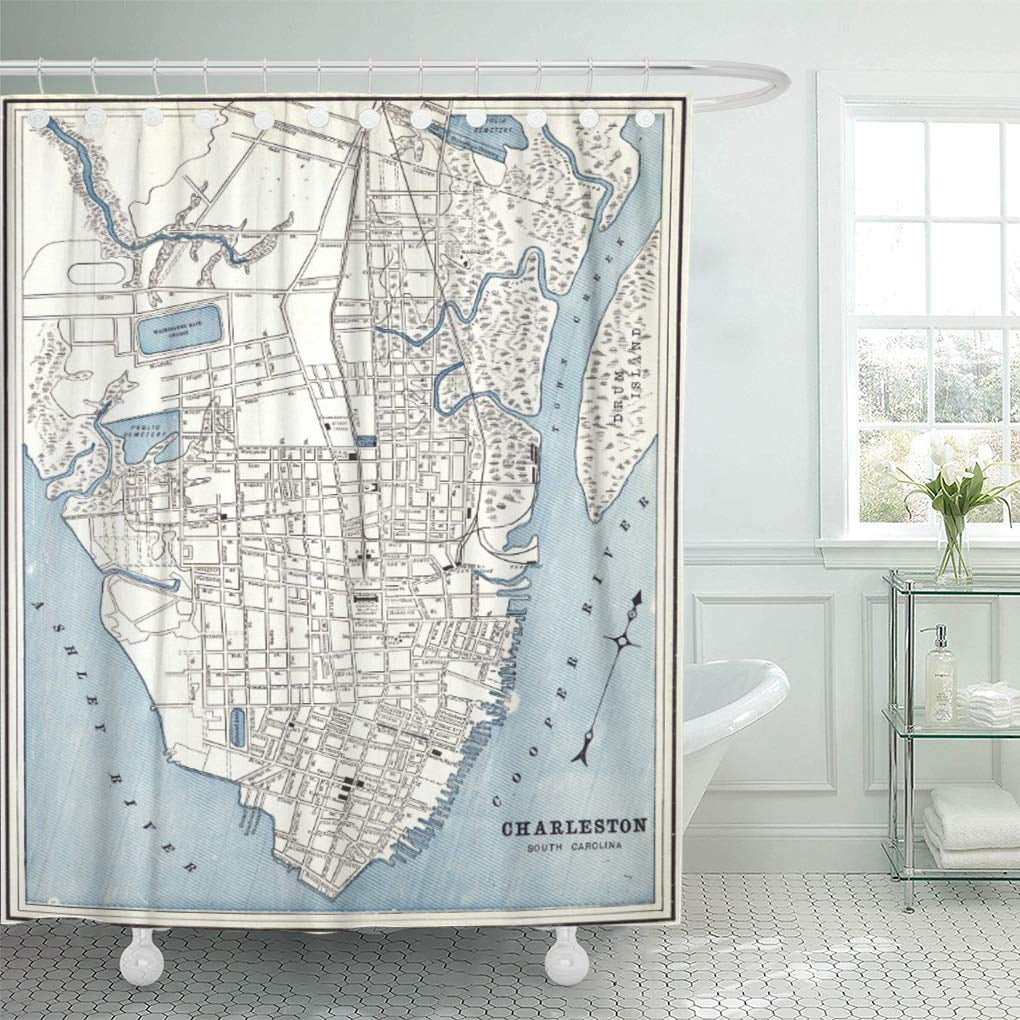 Libin Old Map of Charleston South Carolina Shower Curtain 60x72 inch ...