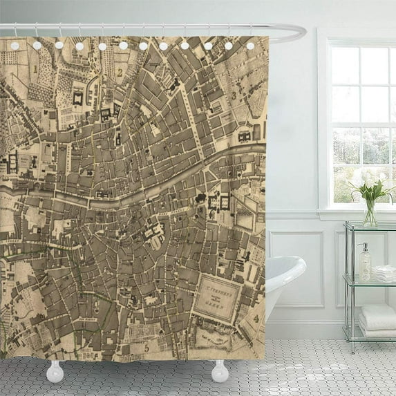 Libin Old Vintage Map of Dublin Ireland Shower Curtain 60x72 inch