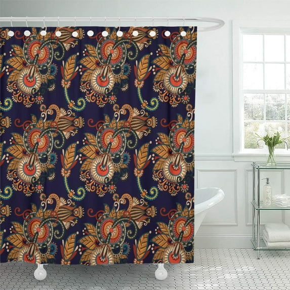 Libin Orange Blue and Red Paisley Colorful Patterns Shower Curtain 60x72 inch