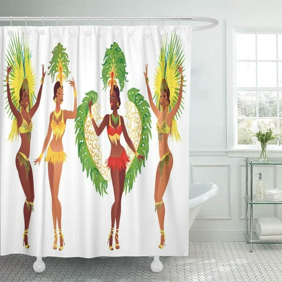 Libin Orange Brazil of Brazilian Samba Dancers Carnival Girls Wearing Shower Curtain 66x72 inch