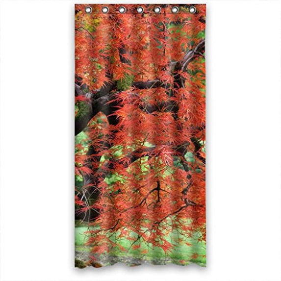 Libin Orange Leaves TreeScenery Shower Curtain Polyester Fabric Bathroom Decorative Curtain Size 36x72 Inches