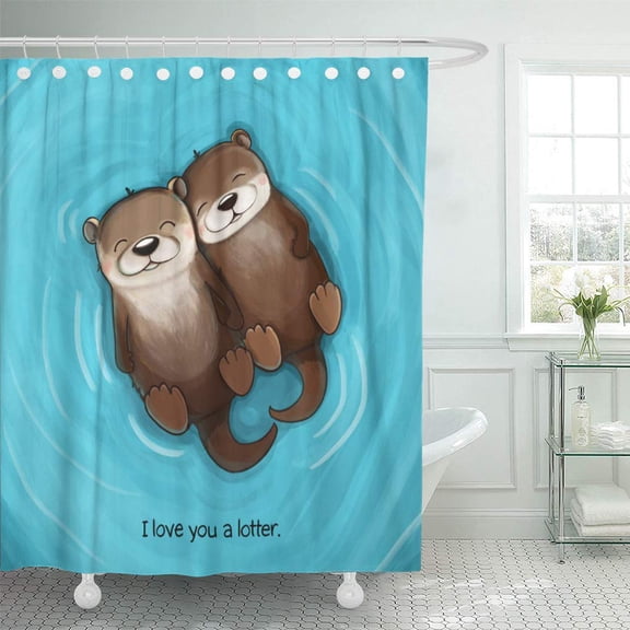 Libin Otter I Love You Lotter Cute Hug Friendship Adorable Shower Curtain 66x72 inch