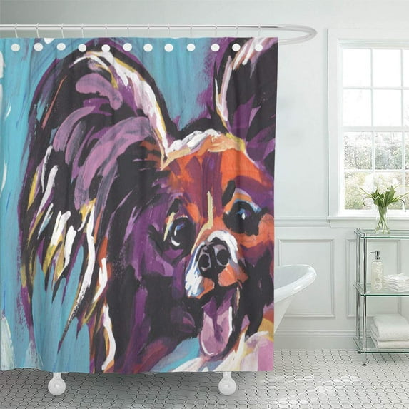 Libin Painting Papillon Bright Colorful Pop Portrait Modern Colors Butterfly Shower Curtain 60x72 inch