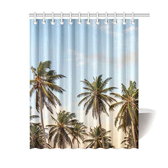 Libin Palm Trees Blue Sky Bathroom Shower Curtain 60x72 inch