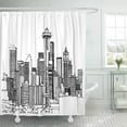 thumbnail image 1 of Libin Panorama Ink Line Sketch Seattle City Washington Buildings Tower Shower Curtain 66x72 inch, 1 of 3