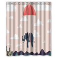 thumbnail image 1 of Libin Parachute Pink Elephant Shower Curtain Polyester Fabric Bathroom Decorative Curtain Size 36x72 Inches, 1 of 3
