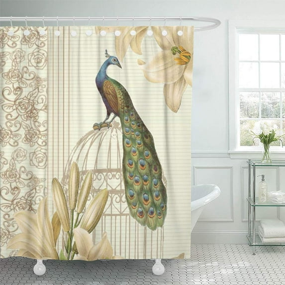 Libin Paris French Country Botanical Lily Vintage Parisian Love Taime Shower Curtain 66x72 inch