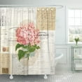 thumbnail image 1 of Libin Paris Pink Hydrangea French Ephemera Script Flower Digital Collage Shower Curtain 60x72 inch, 1 of 3