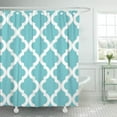 thumbnail image 1 of Libin Pattern Coastal Blue Moroccan Quatrefoil Modern Preppy Traditional Light Shower Curtain 66x72 inch, 1 of 3