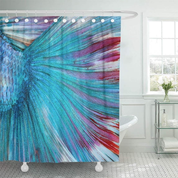 Libin Pattern Color of Tail Siamese Fighting Fish Scale Shower Curtain 60x72 inch