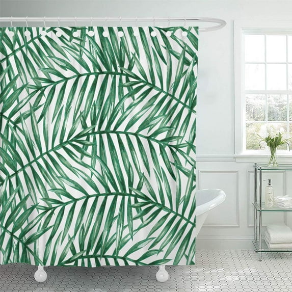 Libin Pattern Colorful Tree Watercolor Tropical Palm Leaves Green Beautiful Shower Curtain 66x72 inch