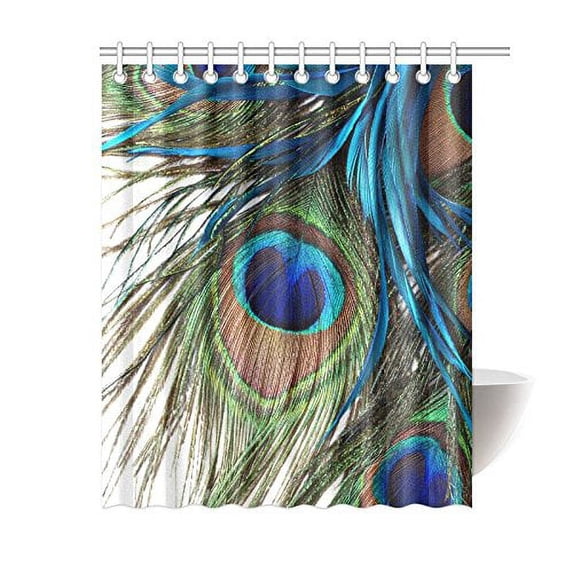Libin Peacock Feathers Shower Curtain 60x72 Inches Polyester Fabric Bathroom Sets Home Decor