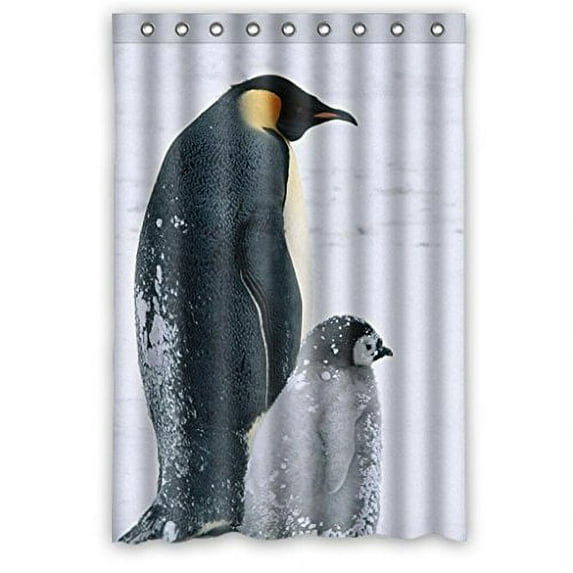 Libin Penguin with Baby Shower Curtain Polyester Fabric Bathroom Decorative Curtain Size 48x72 Inches