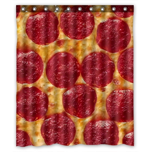 Libin Pepperoni Pizza Waterproof Shower Curtain Bathroom Decor Sets with Hooks 66x72 Inches
