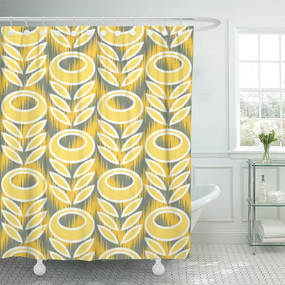Libin Pink Abstract Retro Modern Flower and Leaves Pattern Shower Curtain 60x72 inch