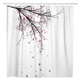 thumbnail image 1 of Libin Pink Branch Beautiful Blossom Cherry Gray Red Butterfly Tree Bathroom Shower Curtain 66x72 inch, 1 of 3