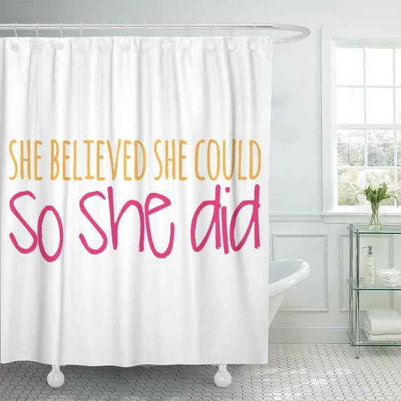 Libin Pink Motivational She Believed Could So Inspirational Her Teen Shower Curtain 66x72 inch