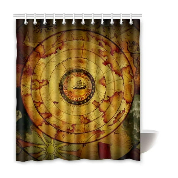 Libin Pirate Waterproof Polyester Bathroom Shower Curtain 66x72 Inches