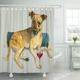 thumbnail image 1 of Libin Pit Sassy Dog Enjoying Watercolor Painting Bull Lab Boxer Shower Curtain 66x72 inch, 1 of 3
