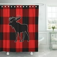 thumbnail image 1 of Libin Plaid Black Red Buffalo Check Moose Pattern Rustic Shower Curtain 60x72 inch, 1 of 3