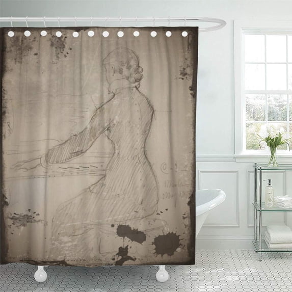 Libin Playing Woman at Piano Dam Vid Carl Larsson Musical Shower Curtain 60x72 inch