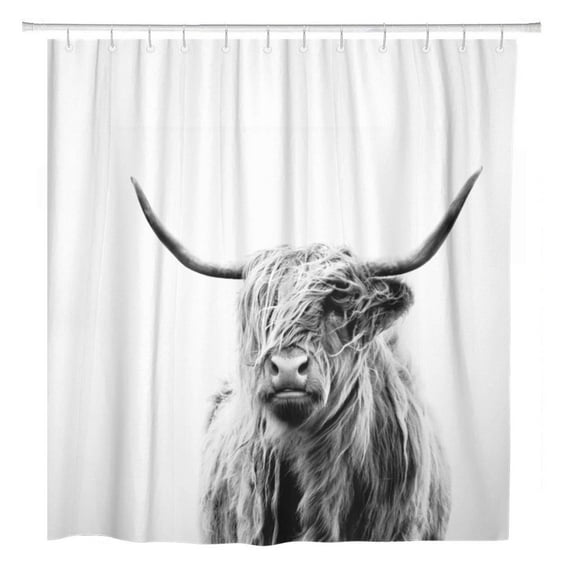 Libin Portrait of Highland Gray Cow Bathroom Shower Curtain 60x72 inch