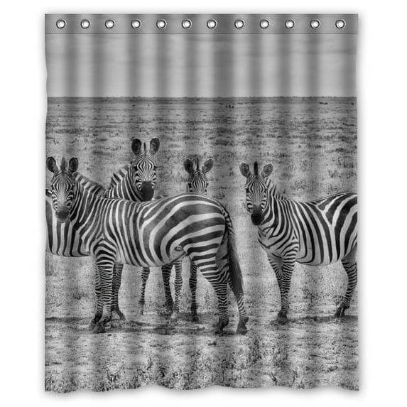 Libin Prairie Zebra Shower Curtain Polyester Fabric Bathroom Decorative Curtain Size 60x72 Inches