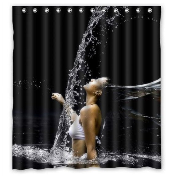 Libin Pretty And Sexy Woman In The Clean Lake Shower Curtain Waterproof Polyester Fabric Bathroom Curtain 66x72 inch