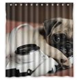 thumbnail image 1 of Libin Pug Puppy Smart Puppy Shower Curtain Polyester Fabric Bathroom Decorative Curtain Size 66x72 Inches, 1 of 3