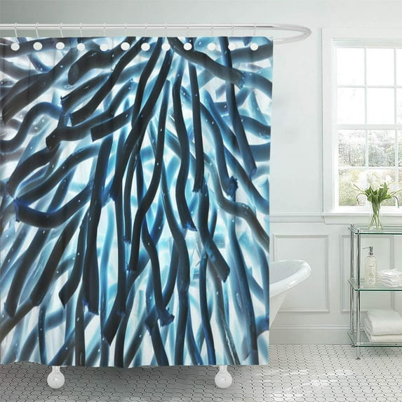 Libin Purple Bright Blue Abstract Curved Wooden Sticks Colorful Bold Shower Curtain 66x72 inch