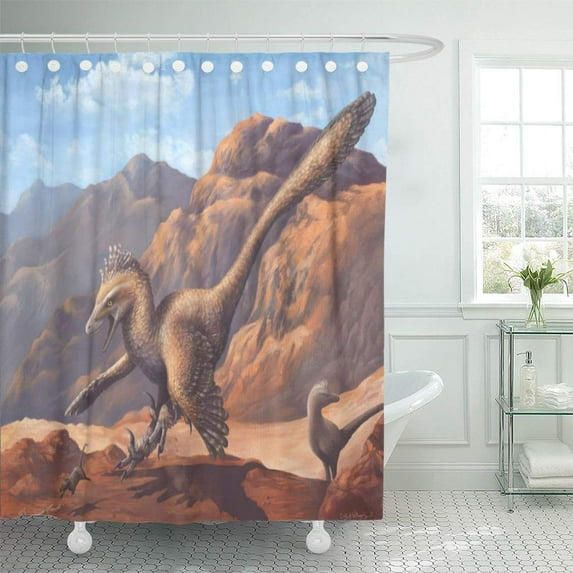 Libin Raptor Velociraptor Dromaeosaur Dinosaur Paleontology Paleontography Paleoart Cretaceous Mesozoic Shower Curtain 60x72 inch