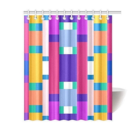 Libin Rectangles Bathroom Shower Curtain 60x72 inch