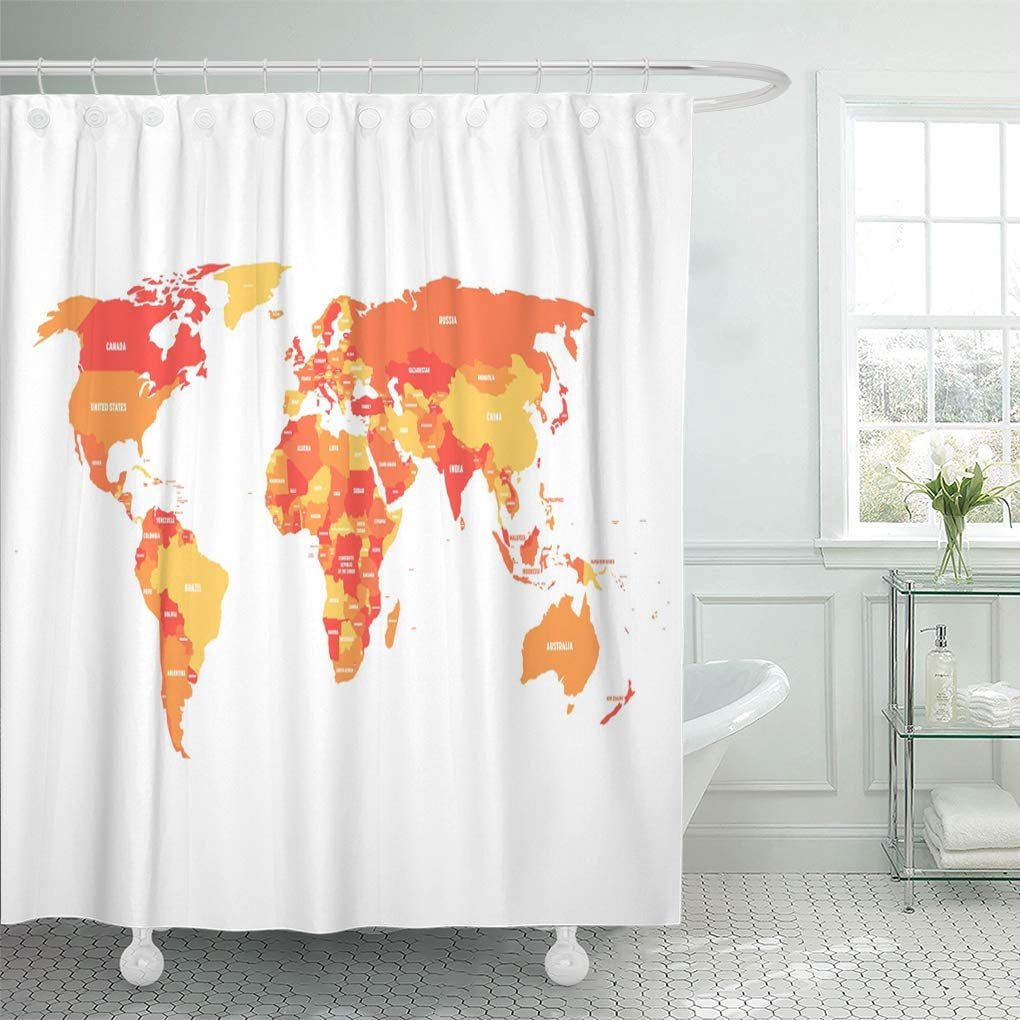 Libin Red Africa Political Map of World in Four Shades Shower Curtain ...