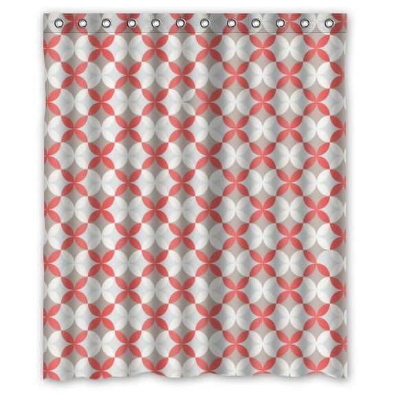 Libin Red And White Shower Curtain Polyester Fabric Bathroom Decorative Curtain Size 60x72 Inches