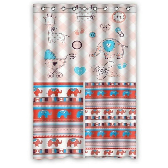 Libin Red Bird And Classic Elephants Shower Curtain Polyester Fabric Bathroom Decorative Curtain Size 48x72 Inches