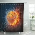 thumbnail image 1 of Libin Red Color Basketball Ball in Fire and Water Raster Shower Curtain 66x72 inch, 1 of 3