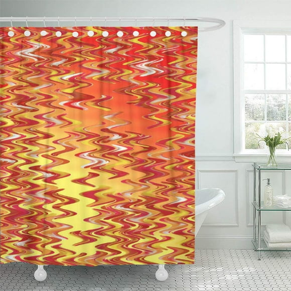 Libin Red Digital Marble Patch Swirl Designs Allover All Over Shower Curtain 66x72 inch