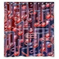 thumbnail image 1 of Libin Red Note Partten Waterproof Bathroom Fabric Shower Curtain 66x72 inches, 1 of 3