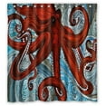 thumbnail image 1 of Libin Red Octopus Oil Shower Curtain Polyester Fabric Bathroom Decorative Curtain Size 66x72 Inches, 1 of 3