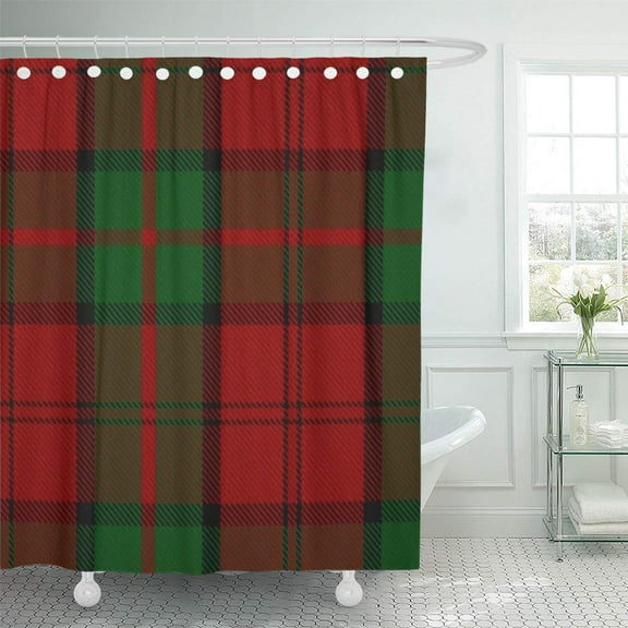 Libin Red Scottish Clan Dunbar Tartan Plaid Green Classic Pattern Shower Curtain 60x72 inch
