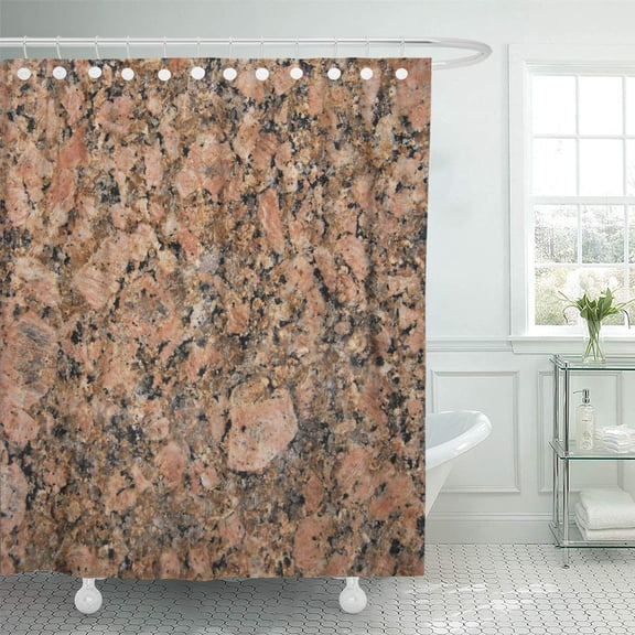 Libin Red Splash Black Architecture Natural Stone Granite Brown Back Shower Curtain 60x72 inch