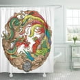 thumbnail image 1 of Libin Red Tattoo Oriental Dragon and Phoenix Circle Color ese Shower Curtain 60x72 inch, 1 of 3