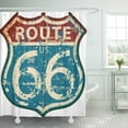 thumbnail image 1 of Libin Red Vintage Route Sixty Six Road Sign Retro Grungy Shower Curtain 66x72 inch, 1 of 3