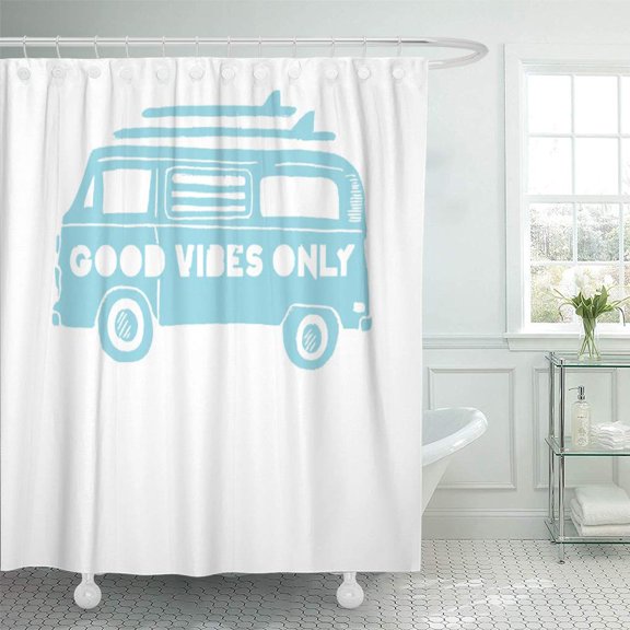 Libin Retro Good Vibes Only Camper Vintage Surf Goodvibesonly Shower Curtain 60x72 inch