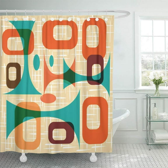 Libin Retro Mid Century Modern Vintage 1950S 1960S Googie Mod Shower Curtain 66x72 inch