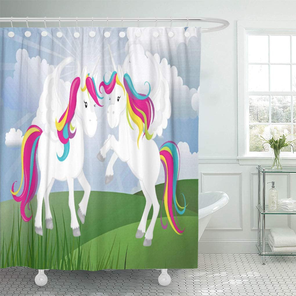 Libin Room Playful Fantasy Girls Unicorn Shower Curtain 60x72 inch - Walmart.com