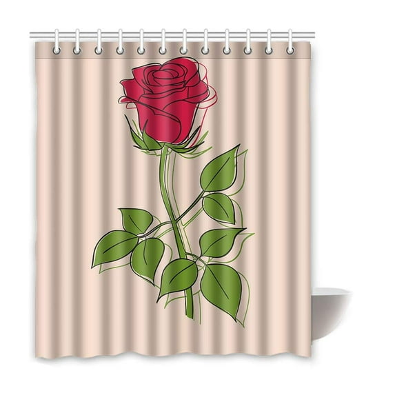 Libin Rose Waterproof Polyester Bathroom Shower Curtain 66x72 Inches