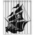 thumbnail image 1 of Libin Sailing On Sea Pirate Ship Shower Curtain Polyester Fabric Bathroom Decorative Curtain Size 60x72 Inches, 1 of 3