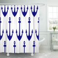 thumbnail image 1 of Libin Sailor Blue Nautical Anchor Patterned Shower Curtain 66x72 inch, 1 of 3